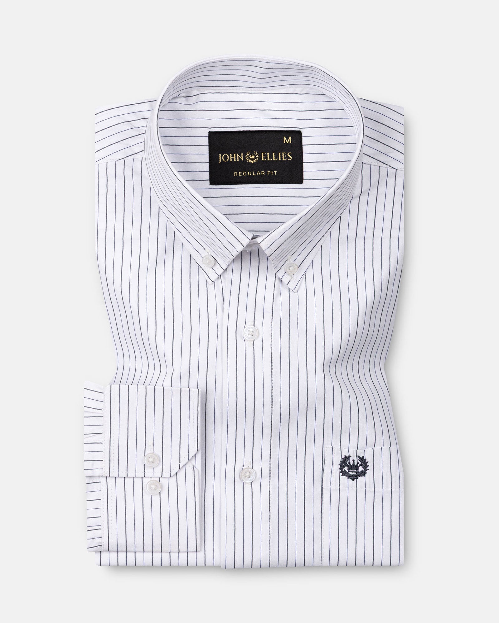 Quoram Grey Pin Stripes Button Down Cotton Shirt - John Ellies