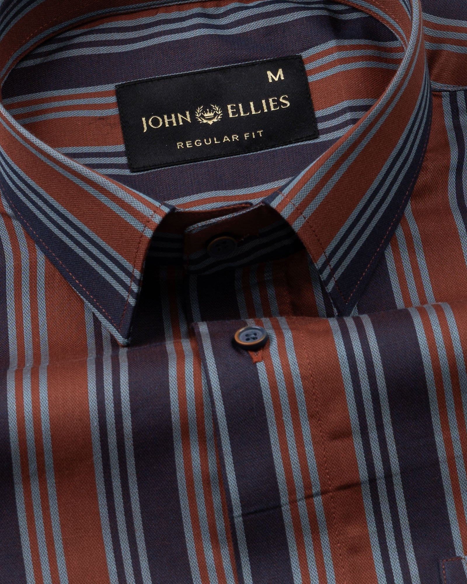 Halerk Brown Stripes Premium Cotton Shirt - John Ellies