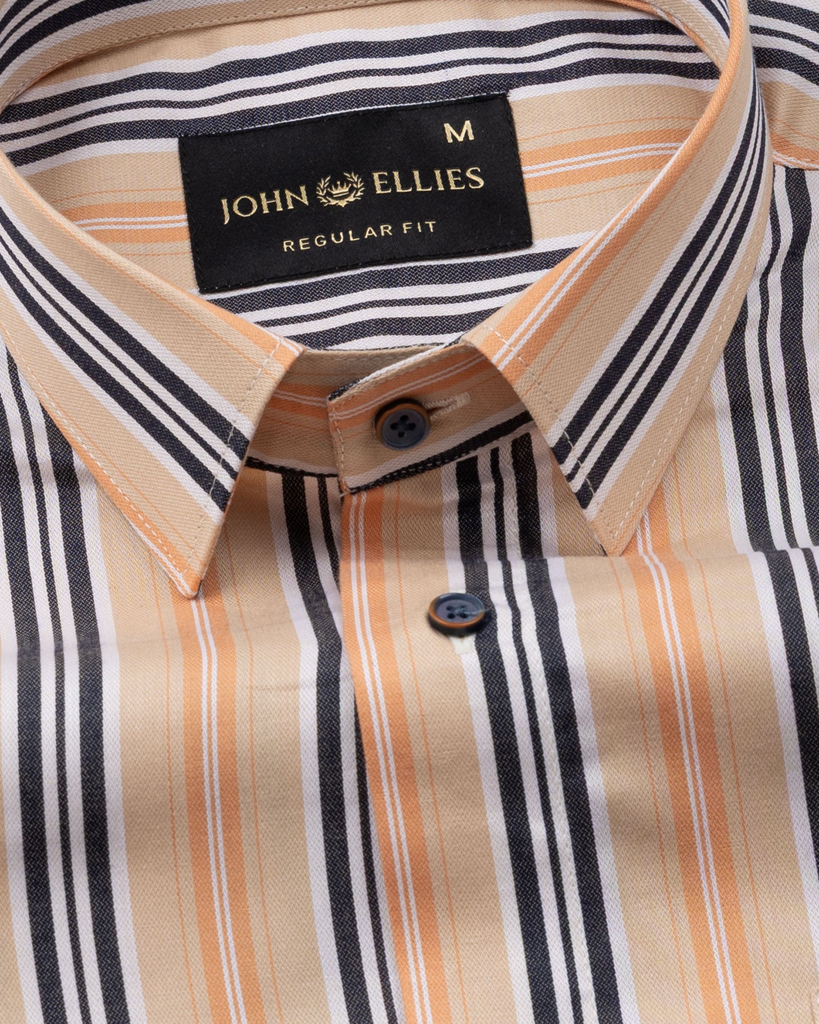 Halerk Orange Stripes Premium Cotton Shirt - John Ellies