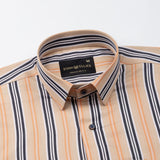 Halerk Orange Stripes Premium Cotton Shirt - John Ellies