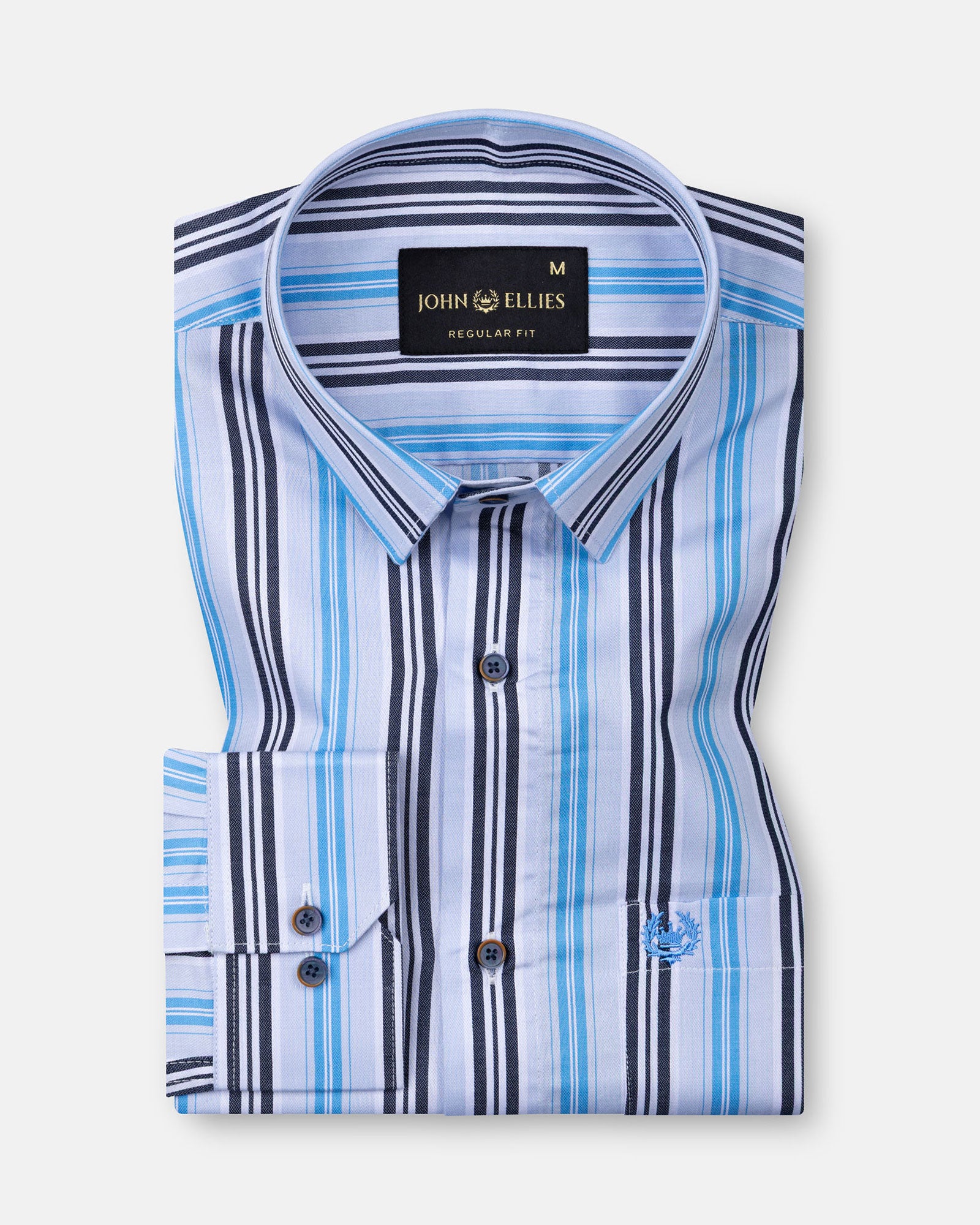Halerk Sky Blue Stripes Premium Cotton Shirt - John Ellies