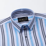 Halerk Sky Blue Stripes Premium Cotton Shirt - John Ellies