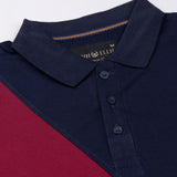 Noirome Red With Blue Cotton Polo T-Shirt