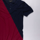 Noirome Red With Blue Cotton Polo T-Shirt