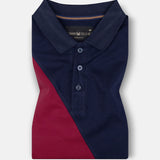 Noirome Red With Blue Cotton Polo T-Shirt