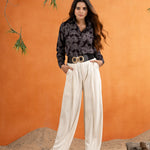 Bloom Dark Purple Design Cotton Women Shirt - John Ellies