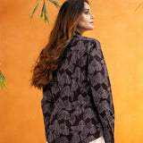 Bloom Dark Purple Design Cotton Women Shirt - John Ellies