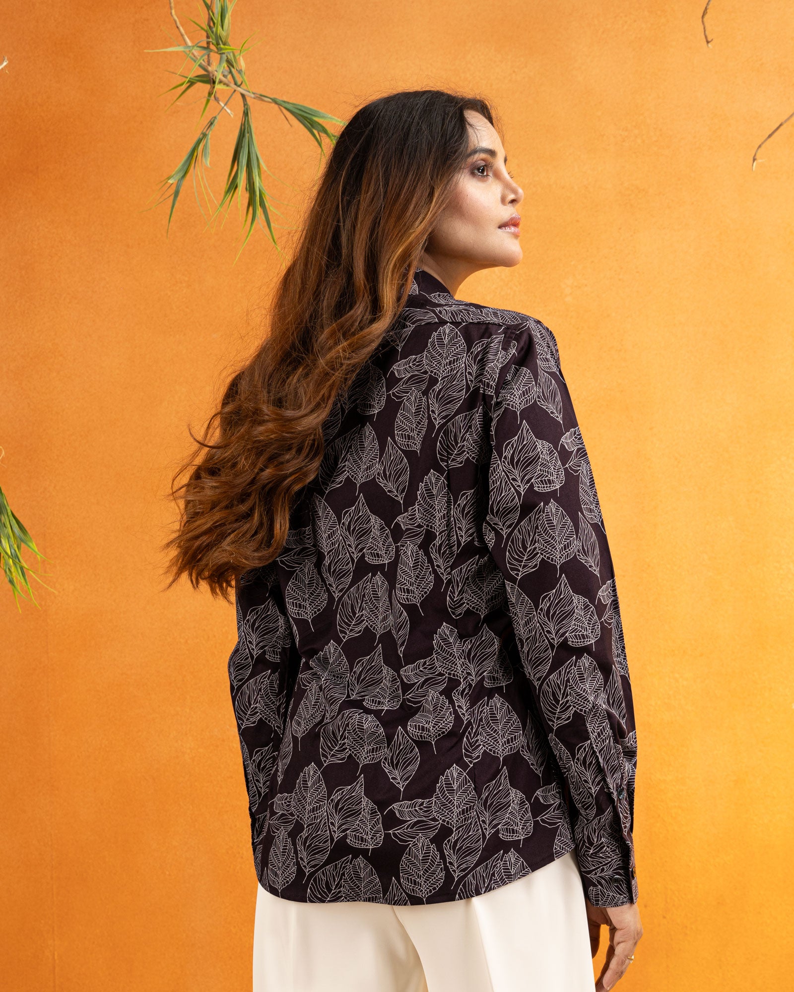 Bloom Dark Purple Design Cotton Women Shirt - John Ellies