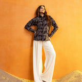 Bloom Dark Purple Design Cotton Women Shirt - John Ellies