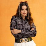 Bloom Dark Purple Design Cotton Women Shirt - John Ellies
