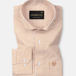 Omrik Brown Stripes Cutaway Cotton Shirt - John Ellies