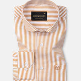 Omrik Brown Stripes Cutaway Cotton Shirt - John Ellies