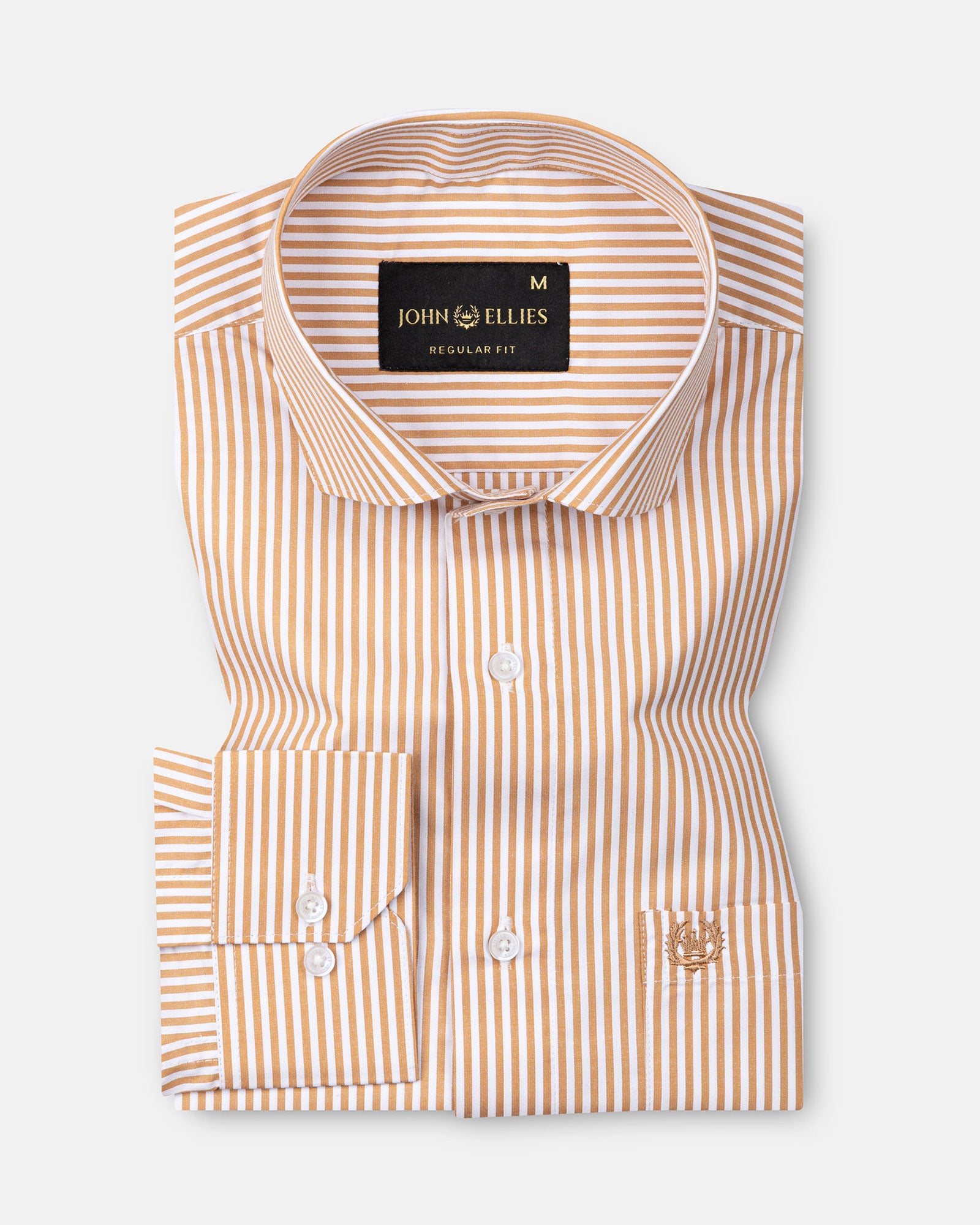 Omrik Brown Stripes Cutaway Cotton Shirt - John Ellies