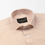 Omrik Brown Stripes Cutaway Cotton Shirt - John Ellies