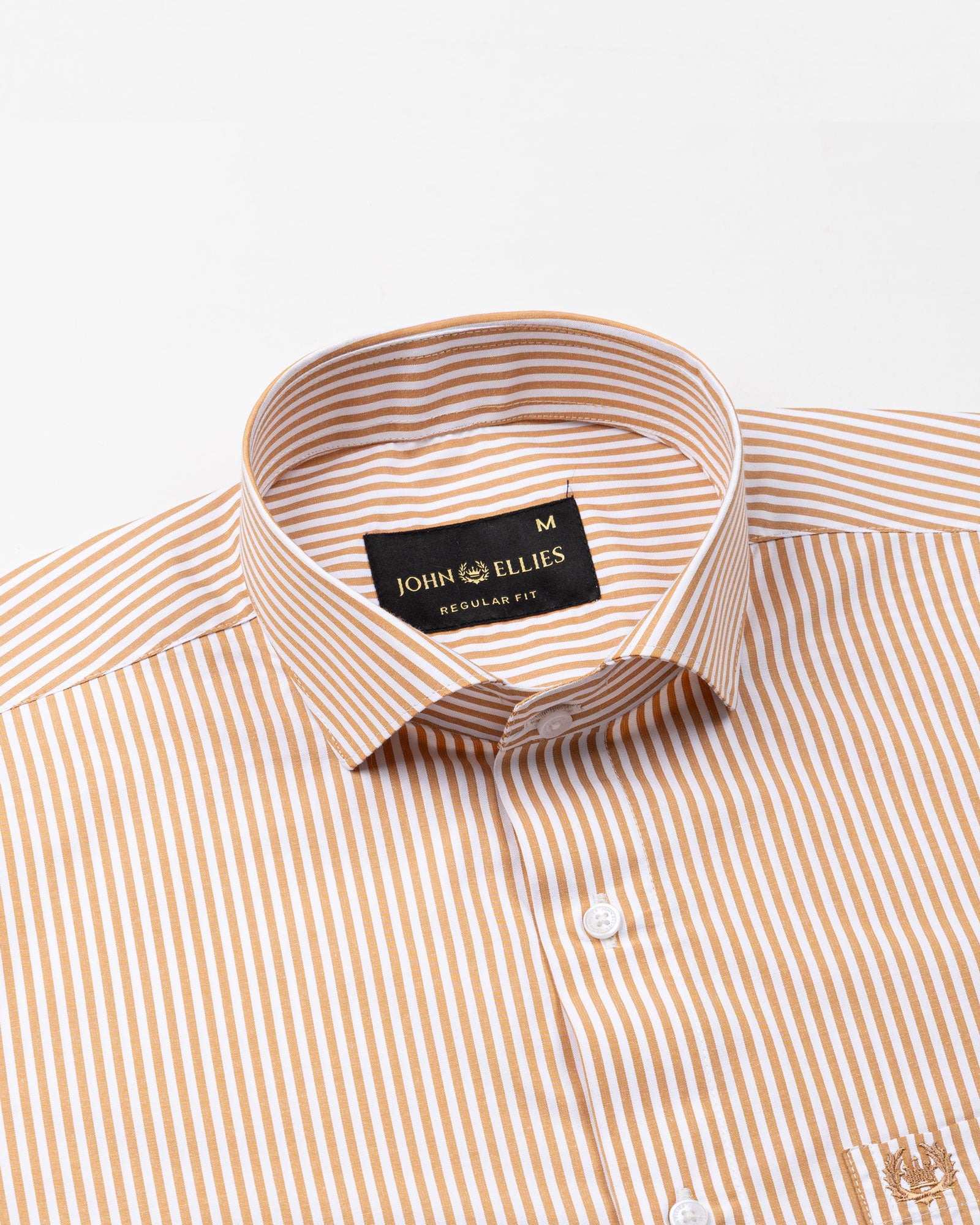 Omrik Brown Stripes Cutaway Cotton Shirt - John Ellies