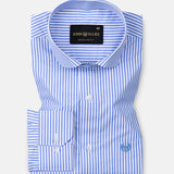 Omrik Blue Stripes Cutaway Cotton Shirt - John Ellies