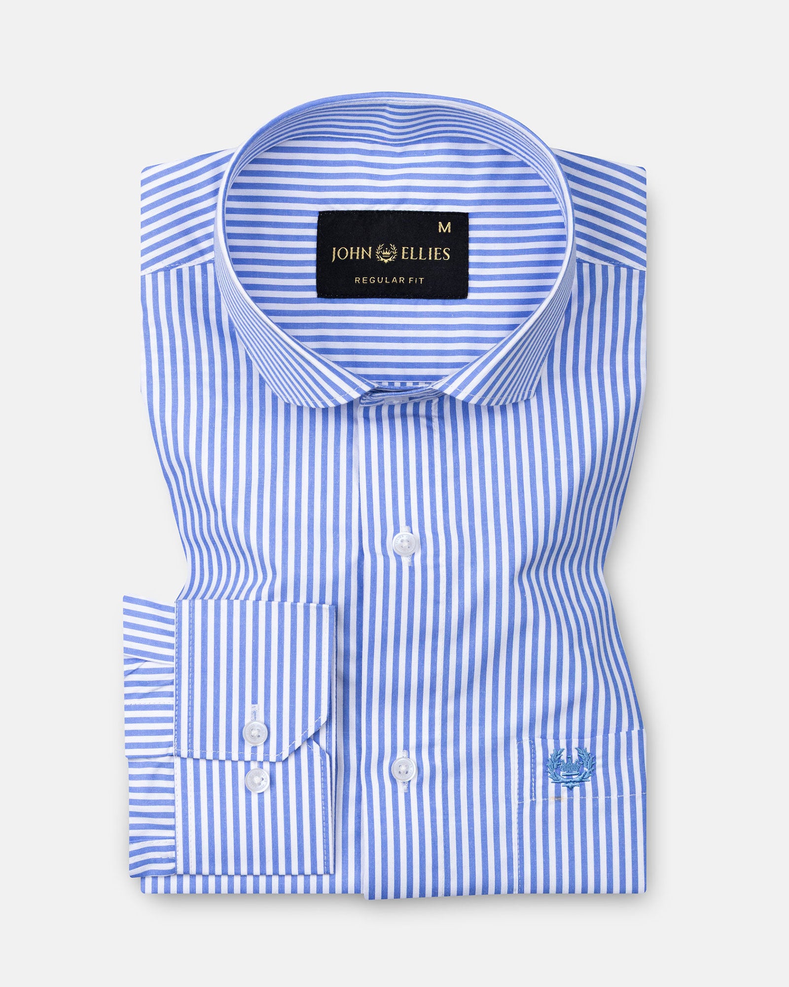 Omrik Blue Stripes Cutaway Cotton Shirt - John Ellies