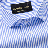 Omrik Blue Stripes Cutaway Cotton Shirt - John Ellies