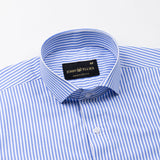 Omrik Blue Stripes Cutaway Cotton Shirt - John Ellies