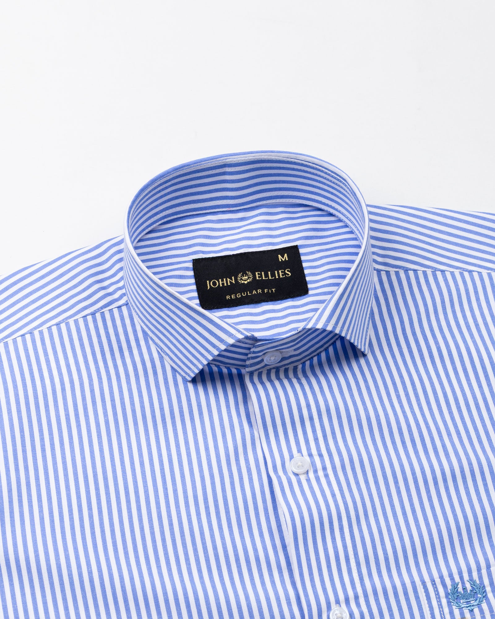 Omrik Blue Stripes Cutaway Cotton Shirt - John Ellies