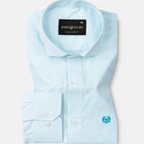 Lexicon Cyan Micro Check Cutaway Cotton Shirt - John Ellies