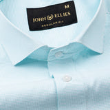 Lexicon Cyan Micro Check Cutaway Cotton Shirt - John Ellies
