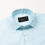 Lexicon Cyan Micro Check Cutaway Cotton Shirt - John Ellies