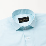 Lexicon Cyan Micro Check Cutaway Cotton Shirt - John Ellies