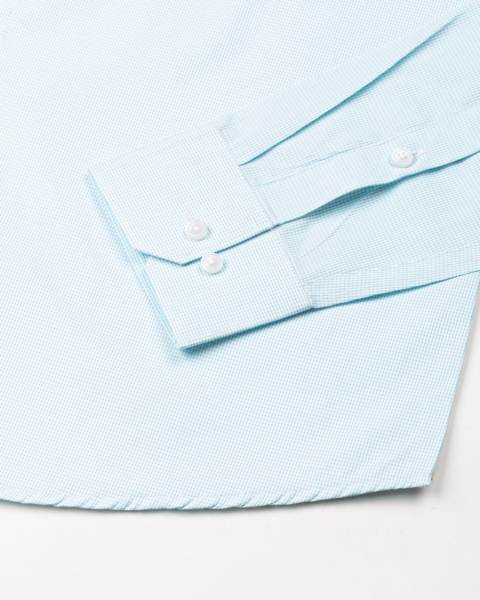 Lexicon Cyan Micro Check Cutaway Cotton Shirt - John Ellies