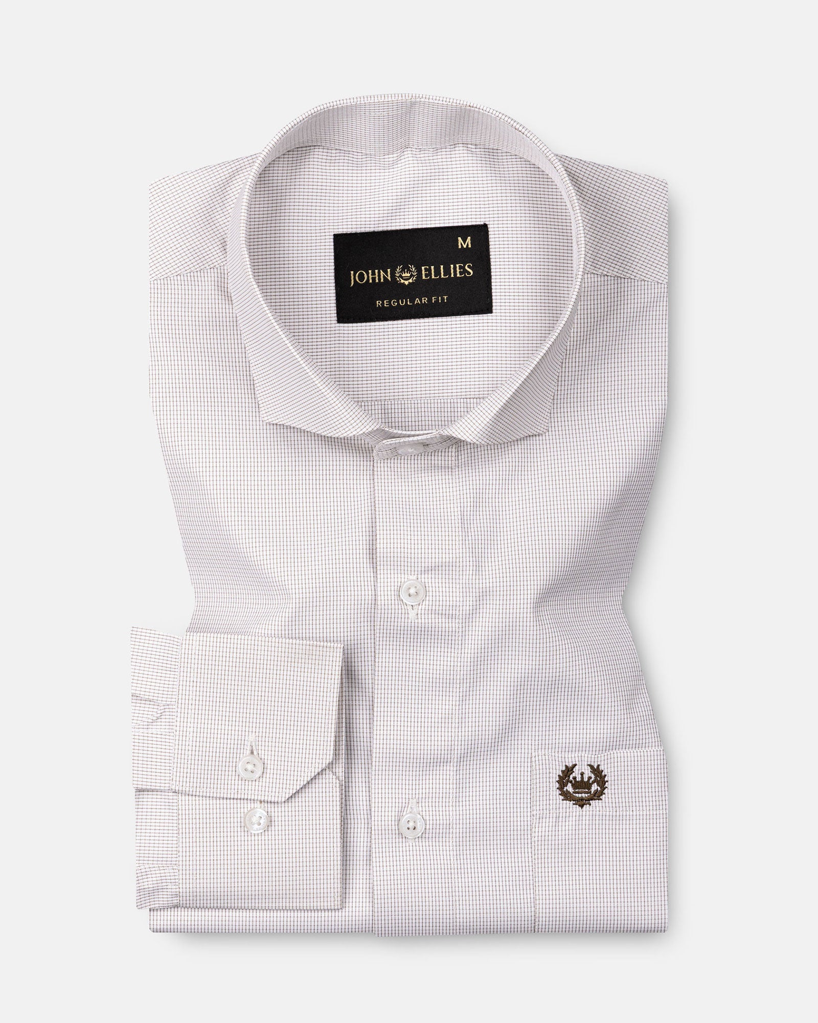 Lexicon Brown Micro Check Cutaway Cotton Shirt - John Ellies