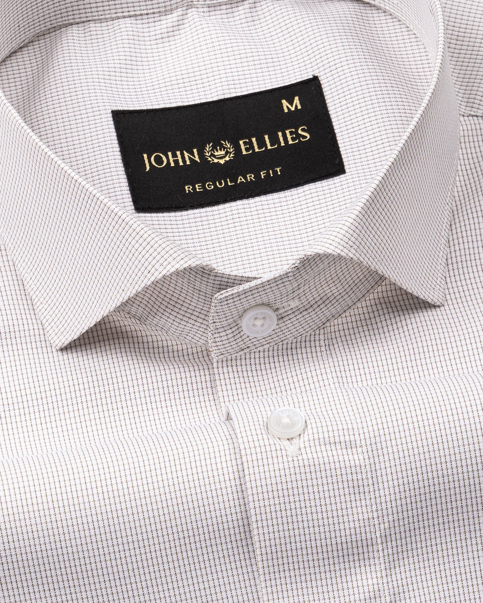 Lexicon Brown Micro Check Cutaway Cotton Shirt - John Ellies