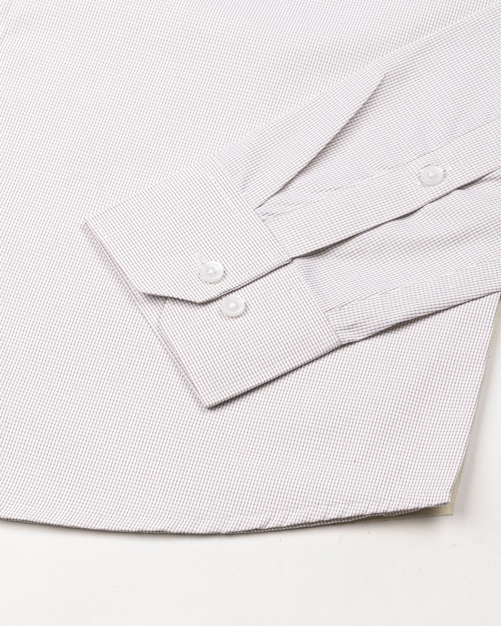 Lexicon Brown Micro Check Cutaway Cotton Shirt - John Ellies