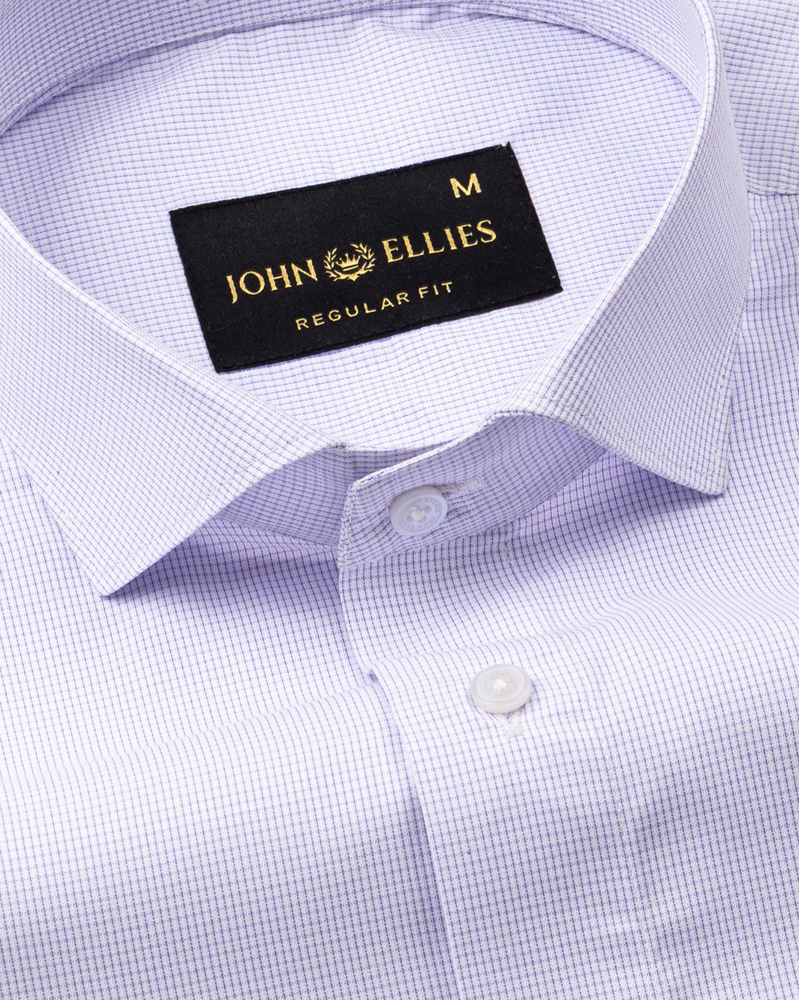 Lexicon Lavender Micro Check Cutaway Cotton Shirt - John Ellies