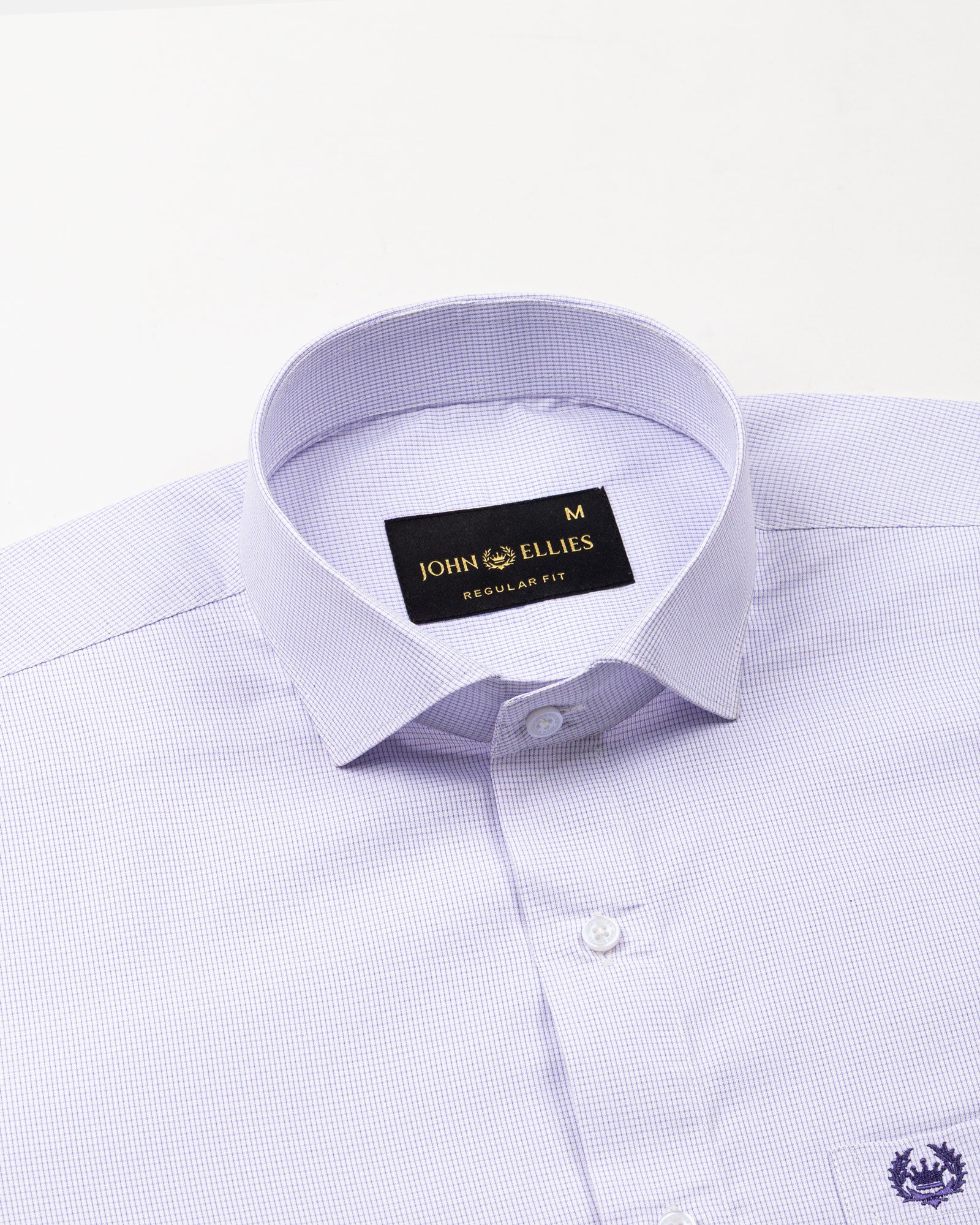 Lexicon Lavender Micro Check Cutaway Cotton Shirt - John Ellies