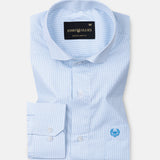 Lexicon Blue Micro Check Cutaway Cotton Shirt - John Ellies