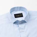 Lexicon Blue Micro Check Cutaway Cotton Shirt - John Ellies