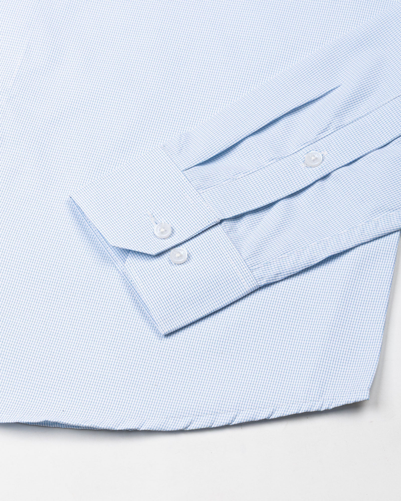 Lexicon Blue Micro Check Cutaway Cotton Shirt - John Ellies