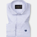 Lexicon Navy Blue Micro Check Cutaway Cotton Shirt - John Ellies