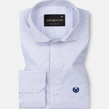 Lexicon Navy Blue Micro Check Cutaway Cotton Shirt - John Ellies