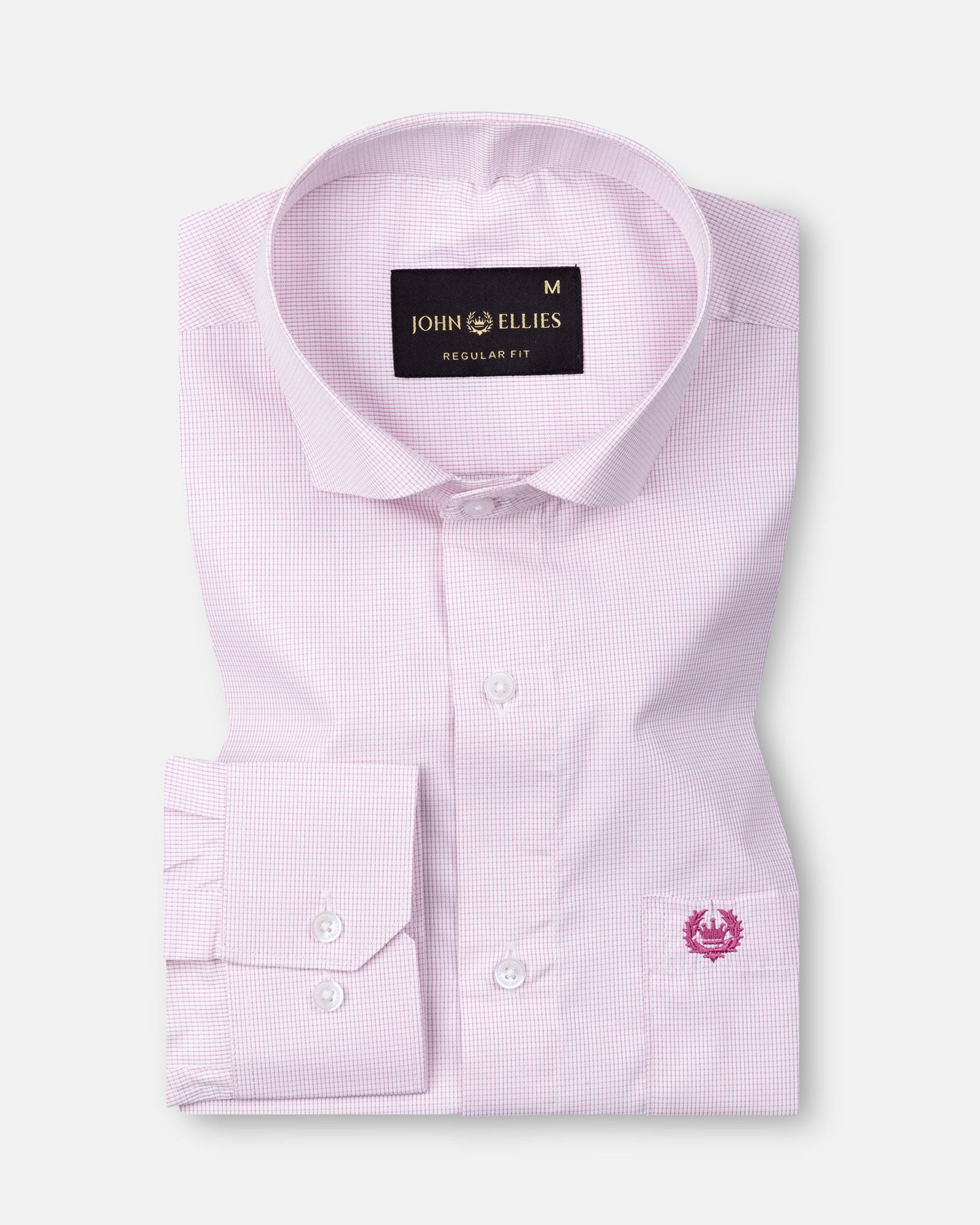 Lexicon Pink Micro Check Cutaway Cotton Shirt - John Ellies