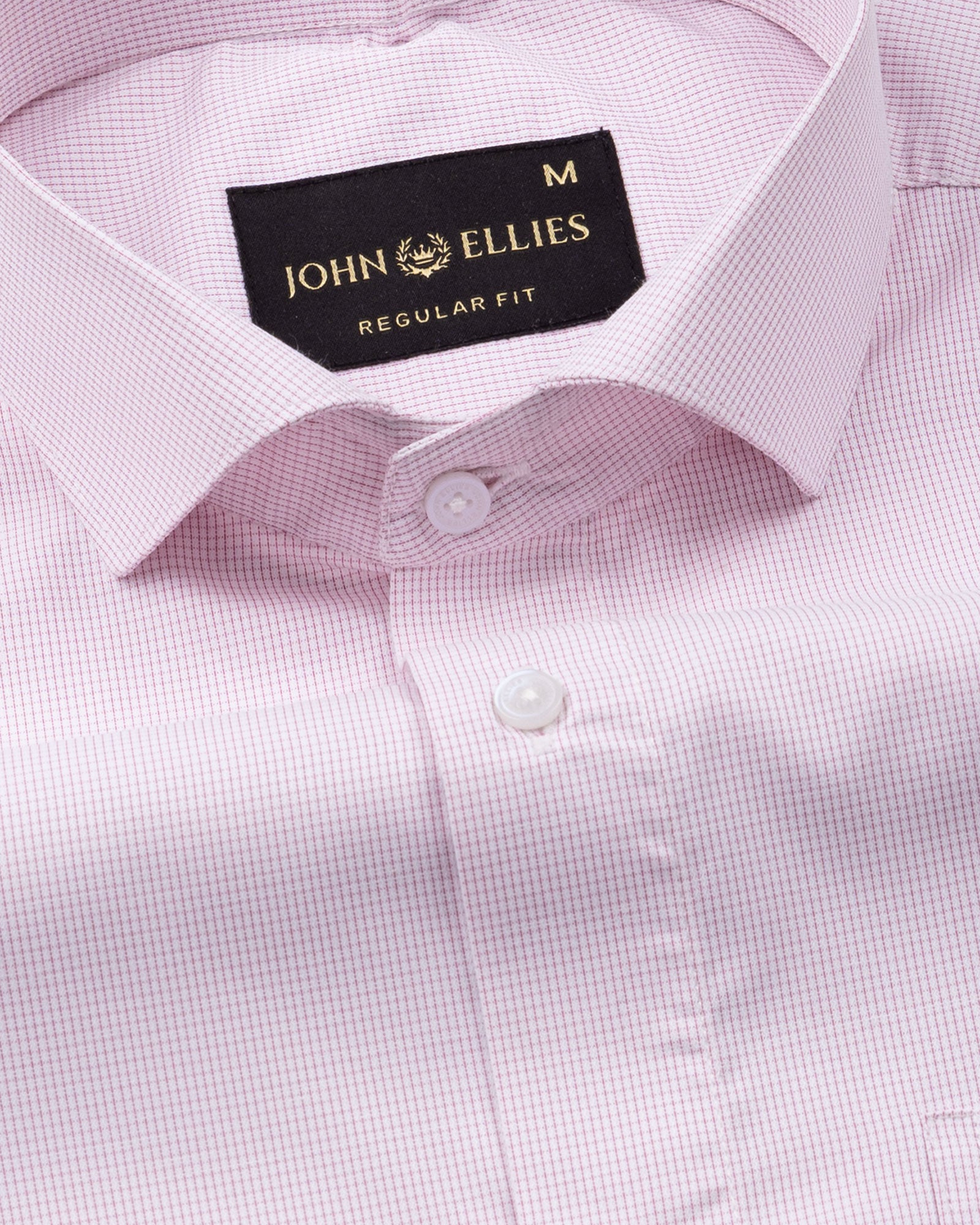 Lexicon Pink Micro Check Cutaway Cotton Shirt - John Ellies