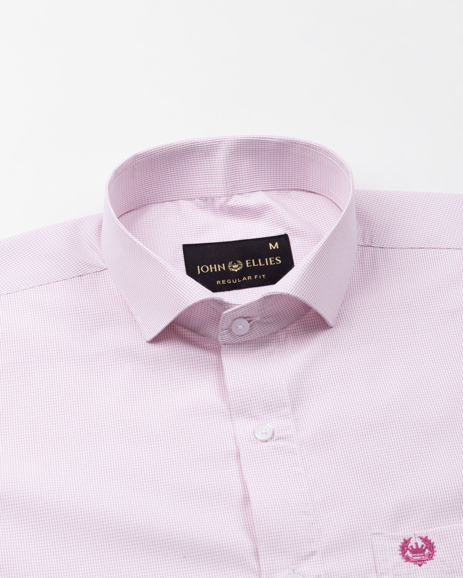 Lexicon Pink Micro Check Cutaway Cotton Shirt - John Ellies