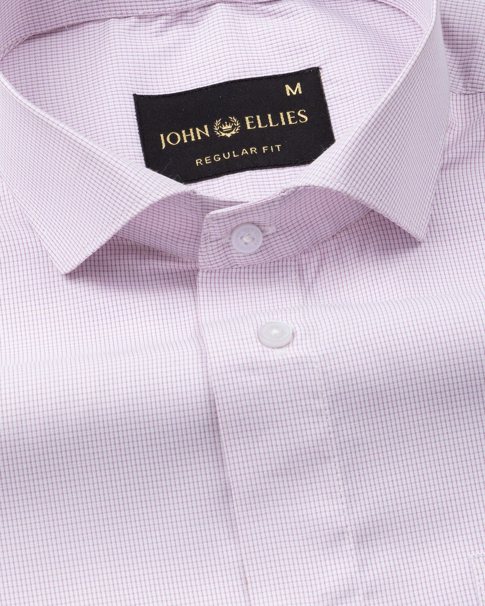 Lexicon Purple Micro Check Cutaway Cotton Shirt - John Ellies