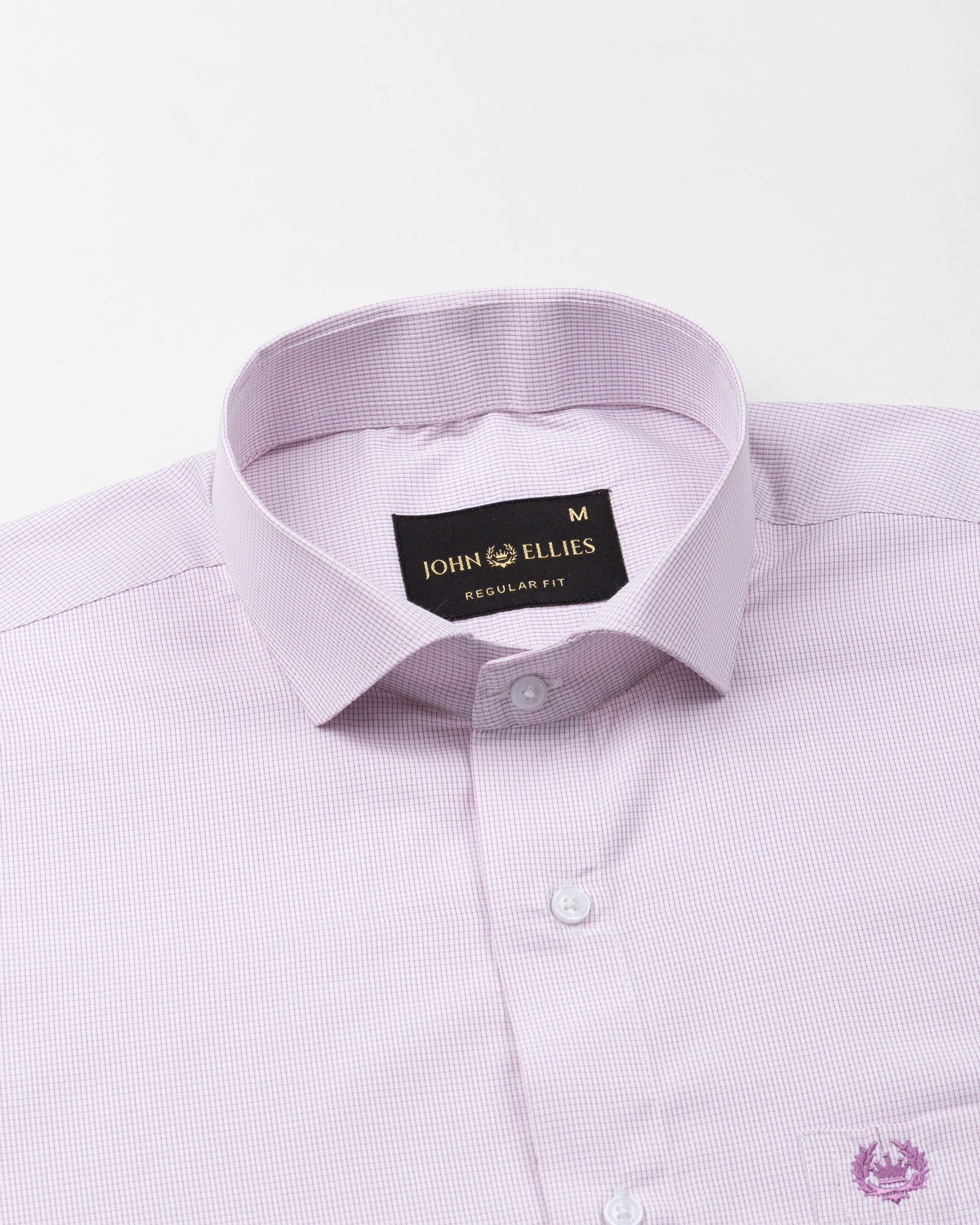 Lexicon Purple Micro Check Cutaway Cotton Shirt - John Ellies