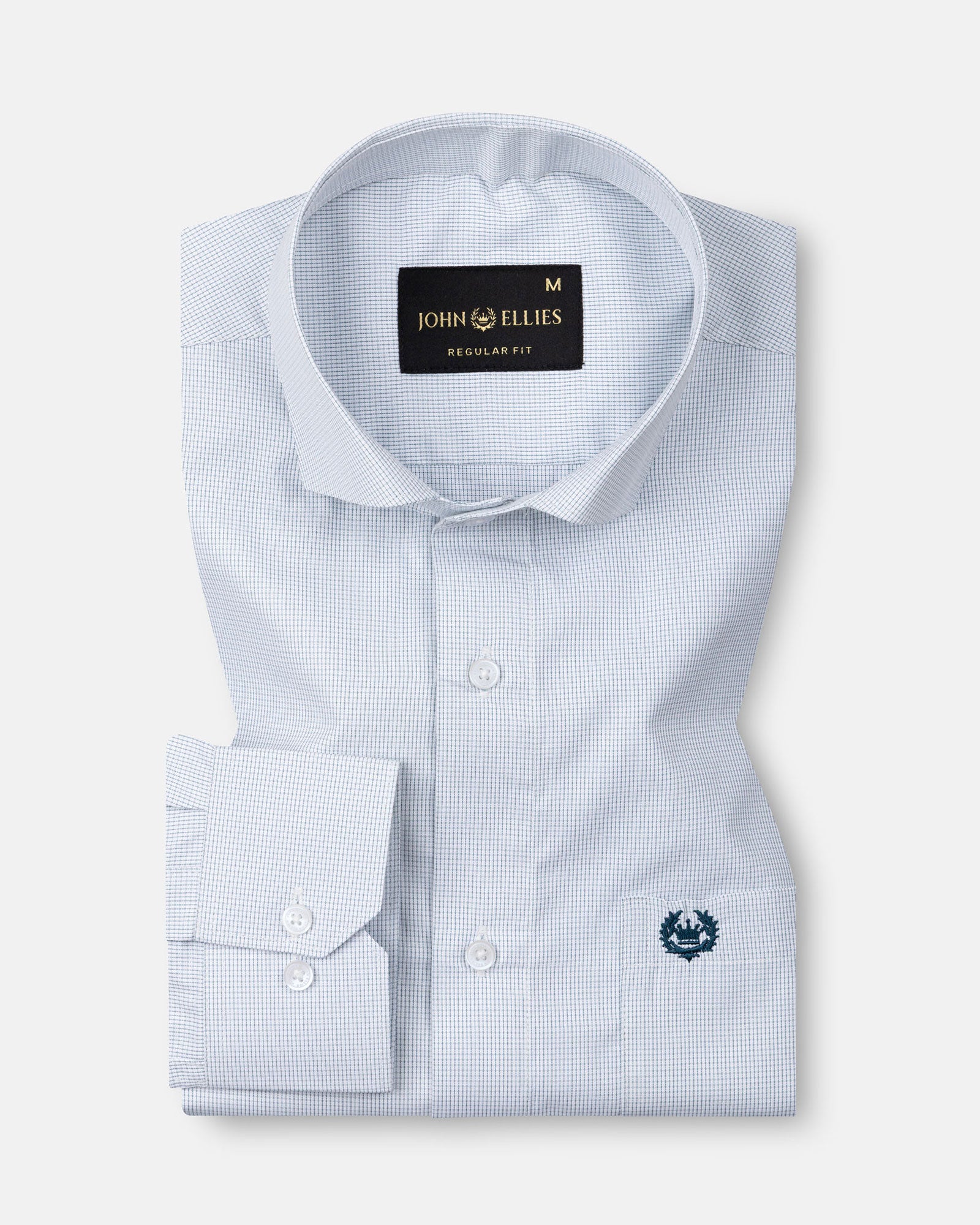 Lexicon Green Micro Check Cutaway Cotton Shirt - John Ellies