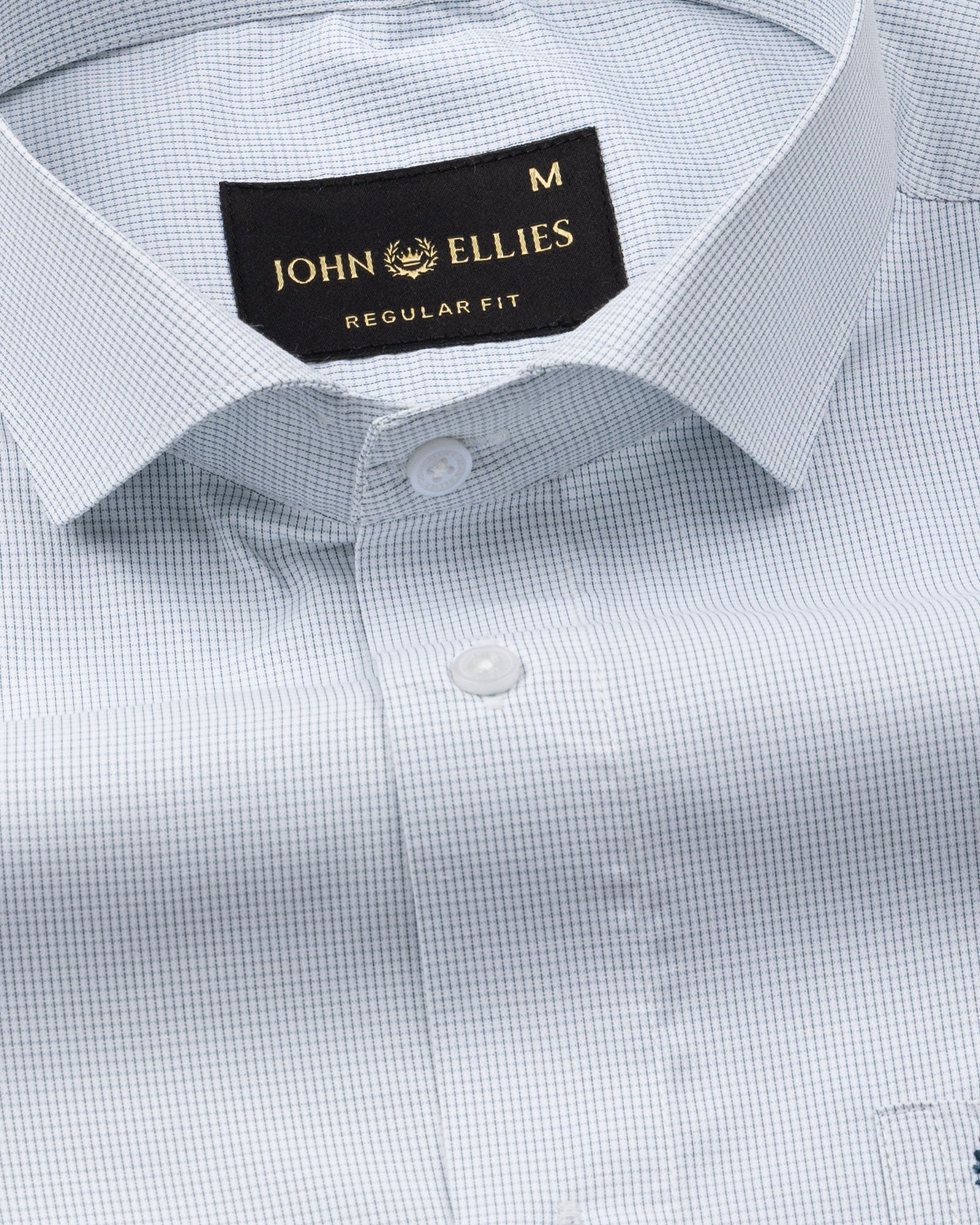 Lexicon Green Micro Check Cutaway Cotton Shirt - John Ellies