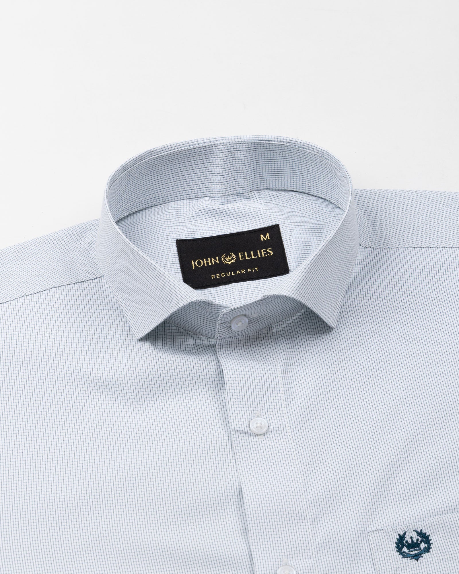 Lexicon Green Micro Check Cutaway Cotton Shirt - John Ellies