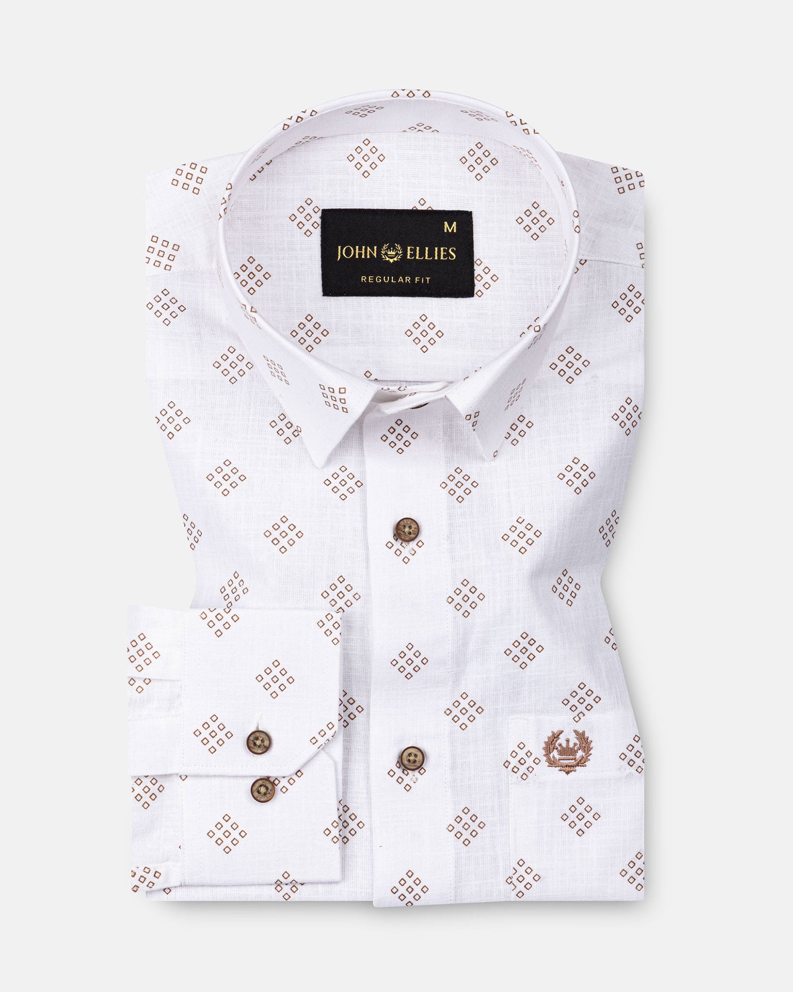 Kairow Brown Printed Linen Shirt - John Ellies