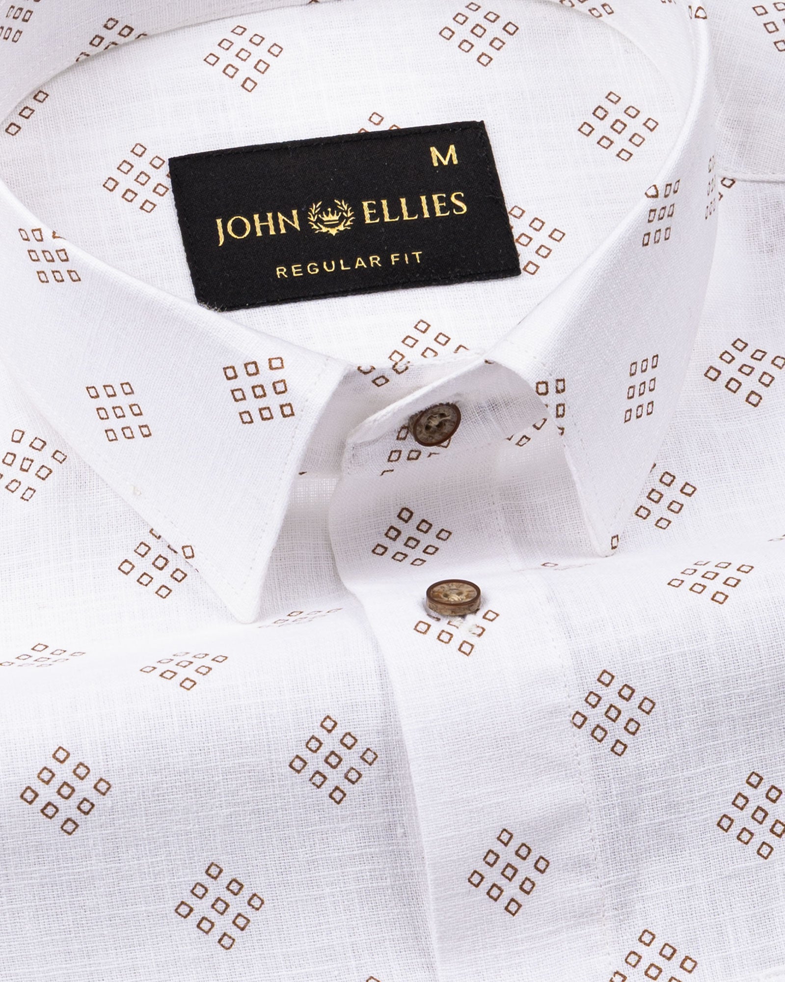Kairow Brown Printed Linen Shirt - John Ellies