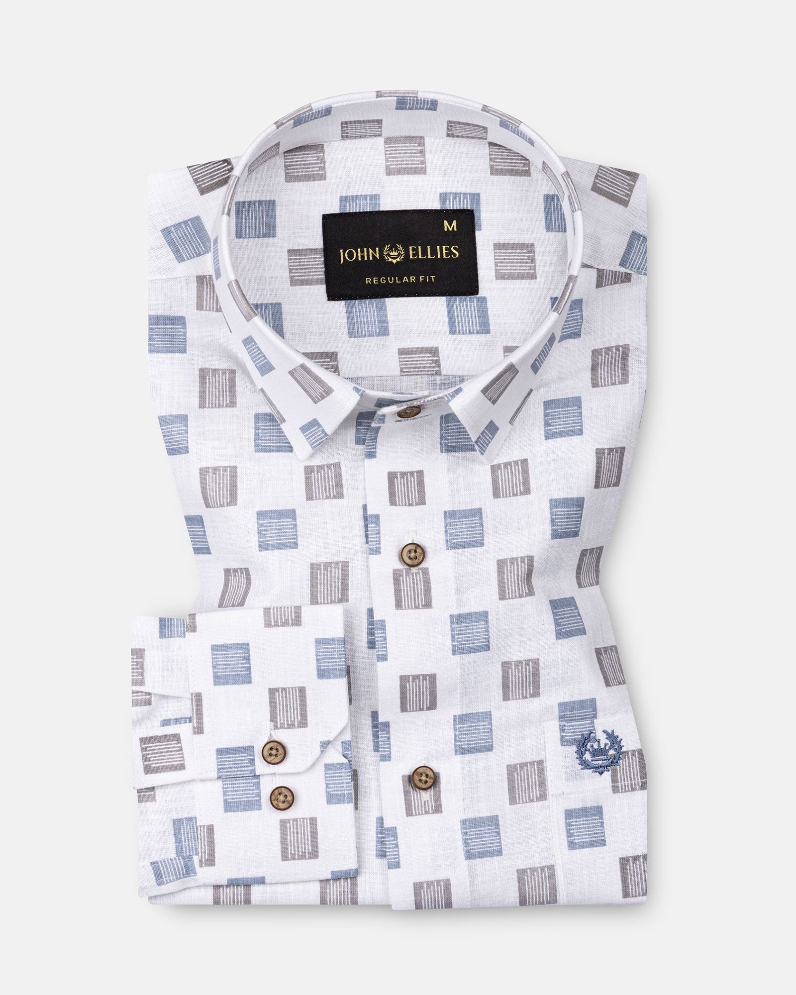 Kairow Grey Printed Linen Shirt - John Ellies
